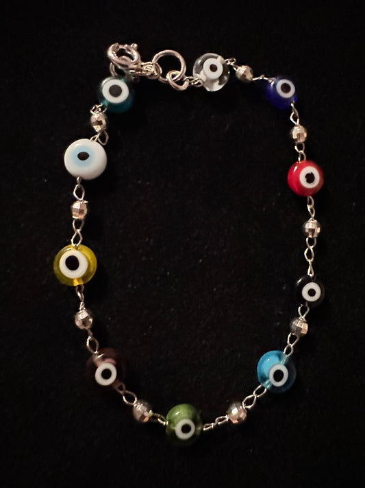 Pulsera ojitos turcos multicolor plata 925